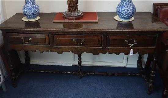 A James II oak dresser, W.184cm